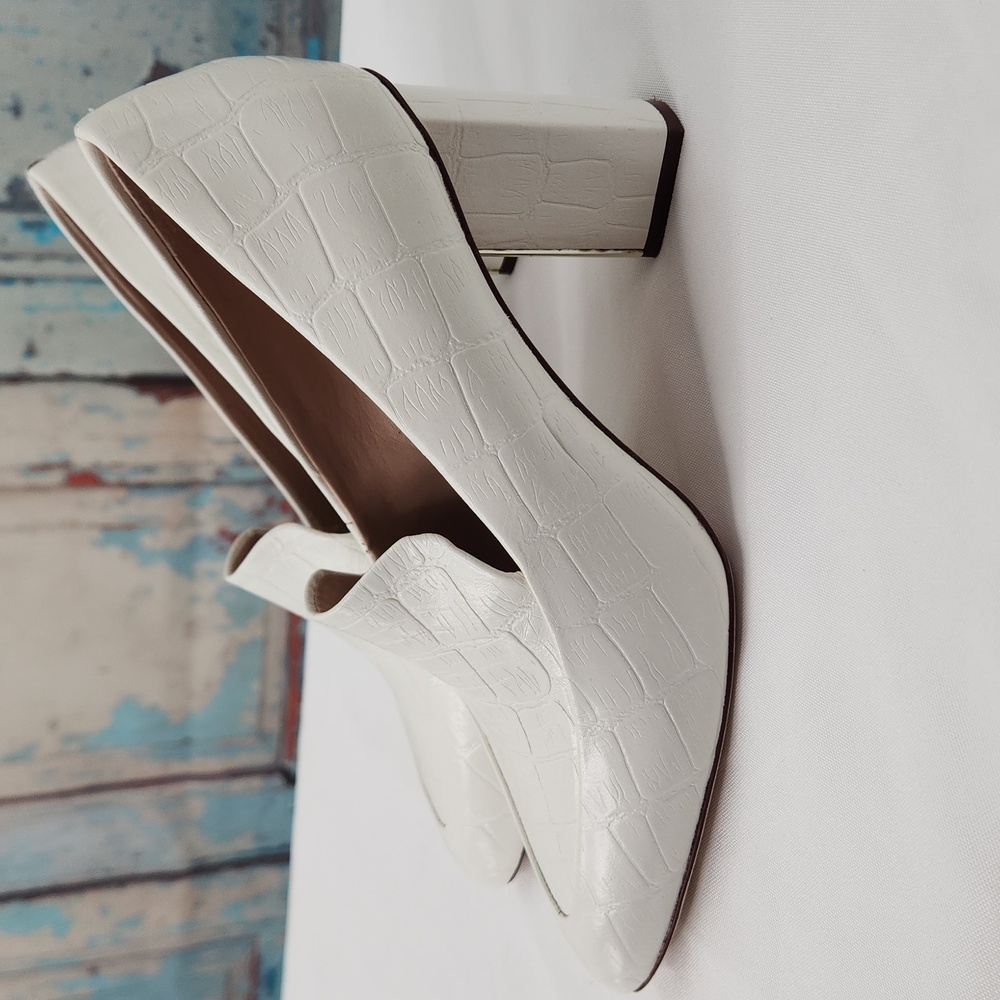 AD & Daughters Esmea Croc Leather Loafer White